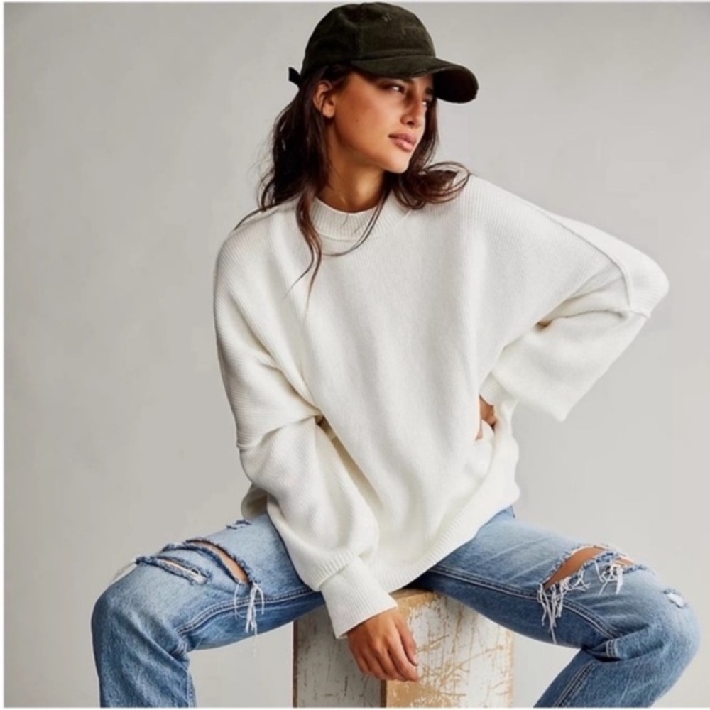 Free People Easy Street Tunic Sweater White